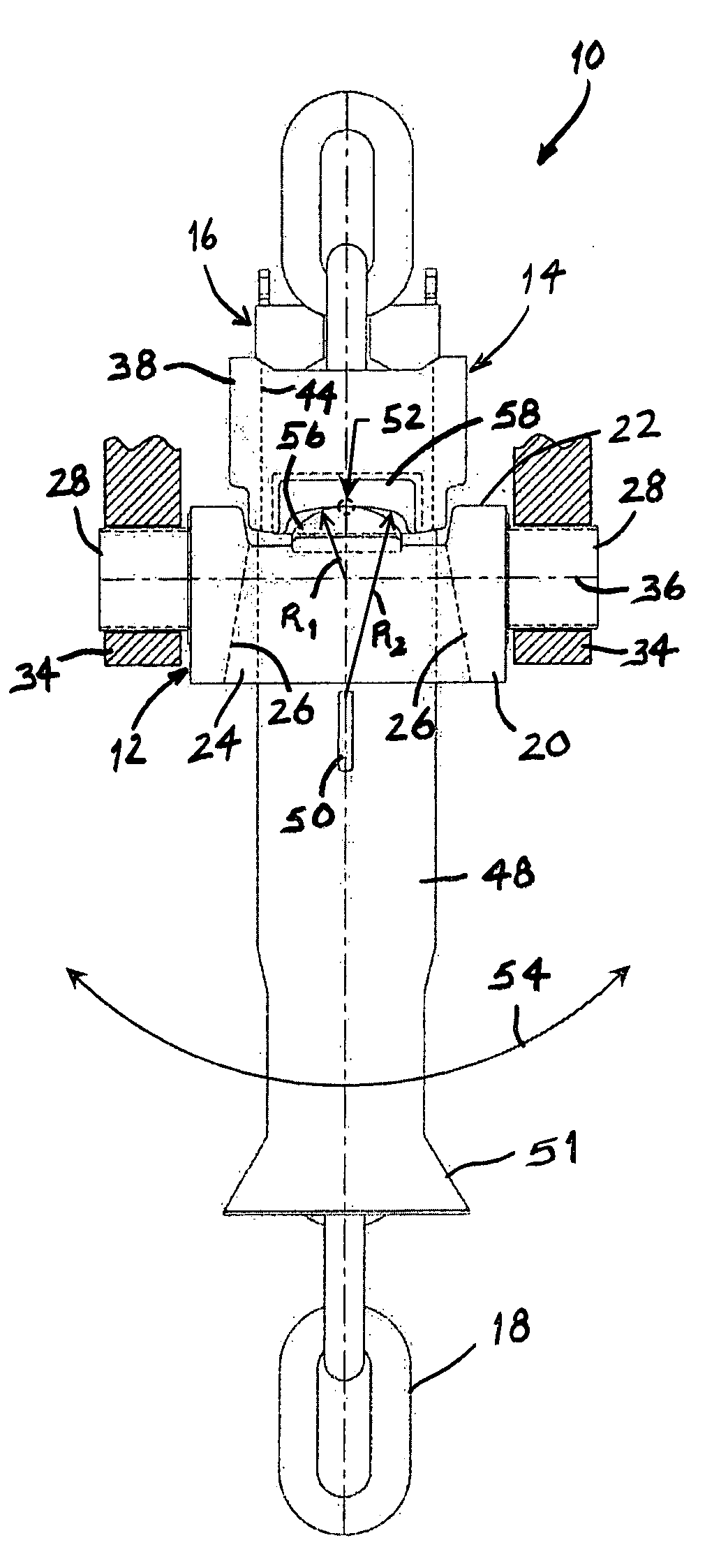 Dual-axis chain support assembly