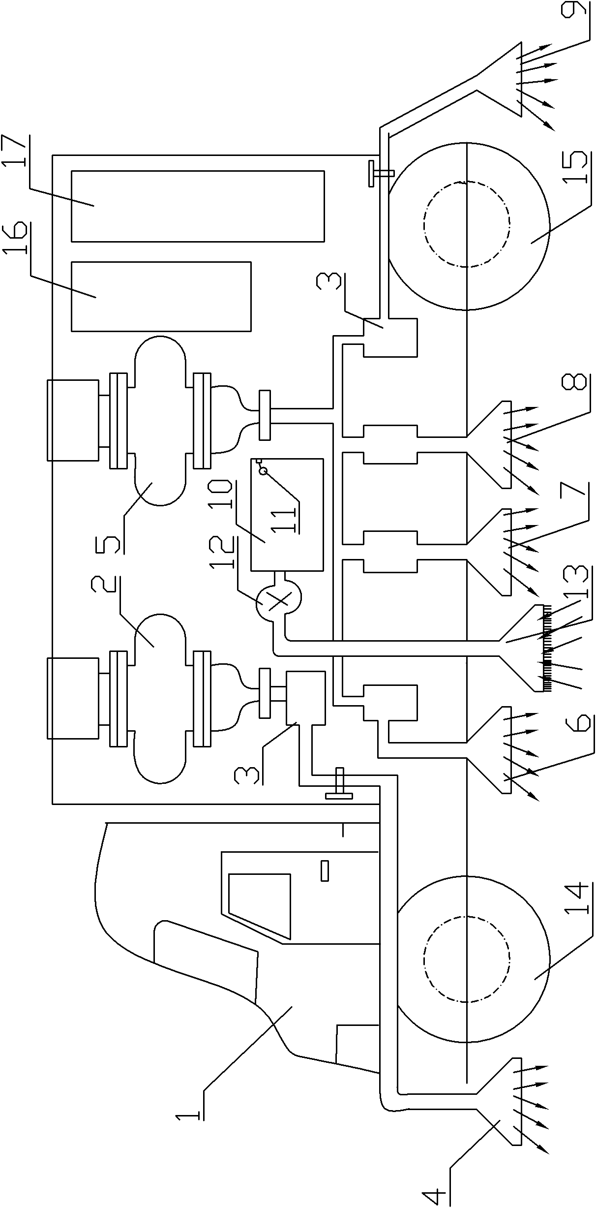 High-pressure hot-blowing deicing and snow removing vehicle