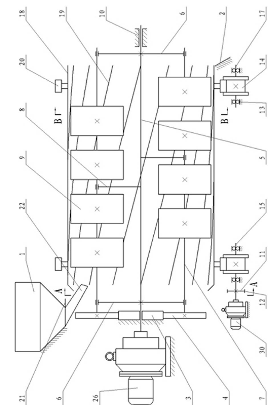 Split driving type pea peeling machine