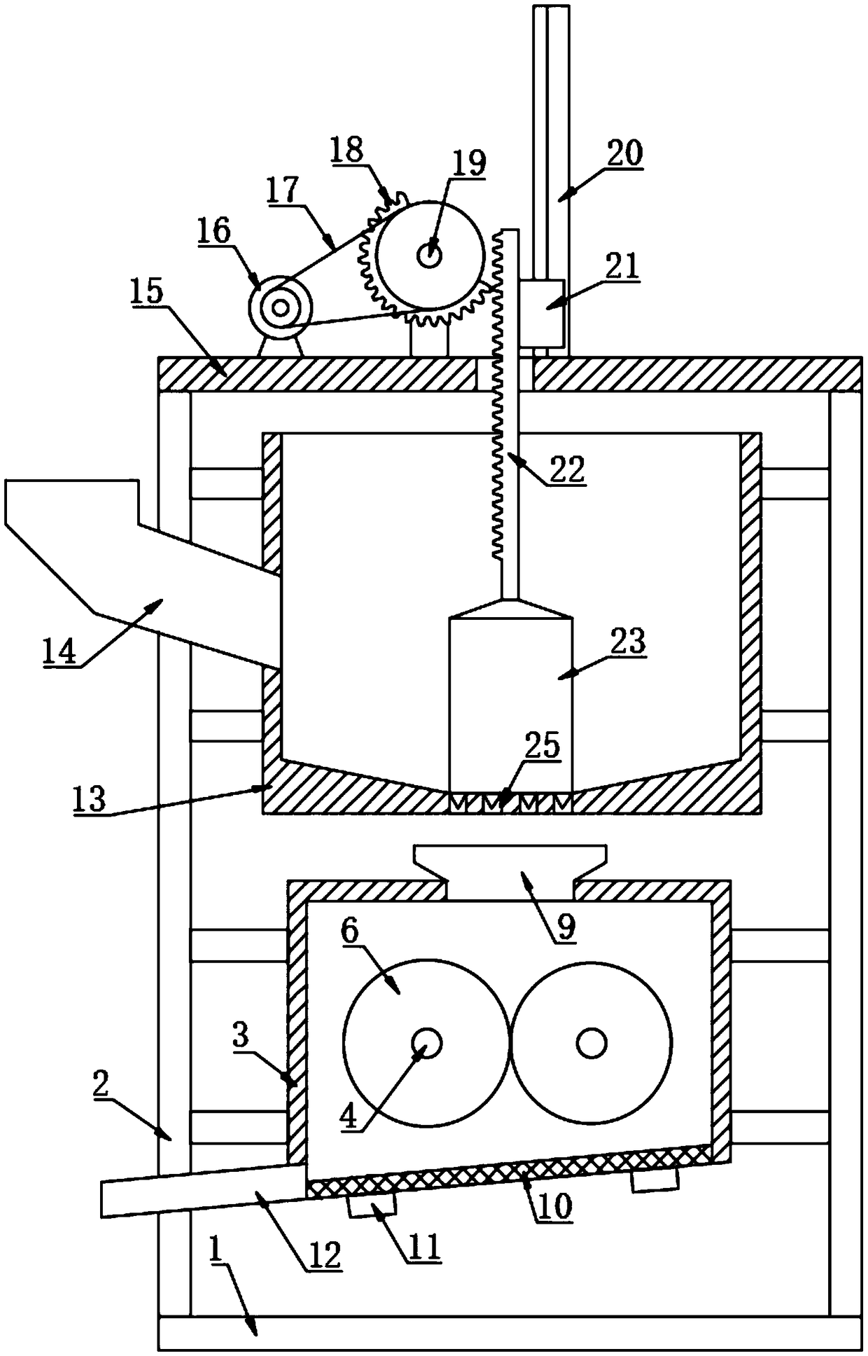 Cement hammering and recycling device for building