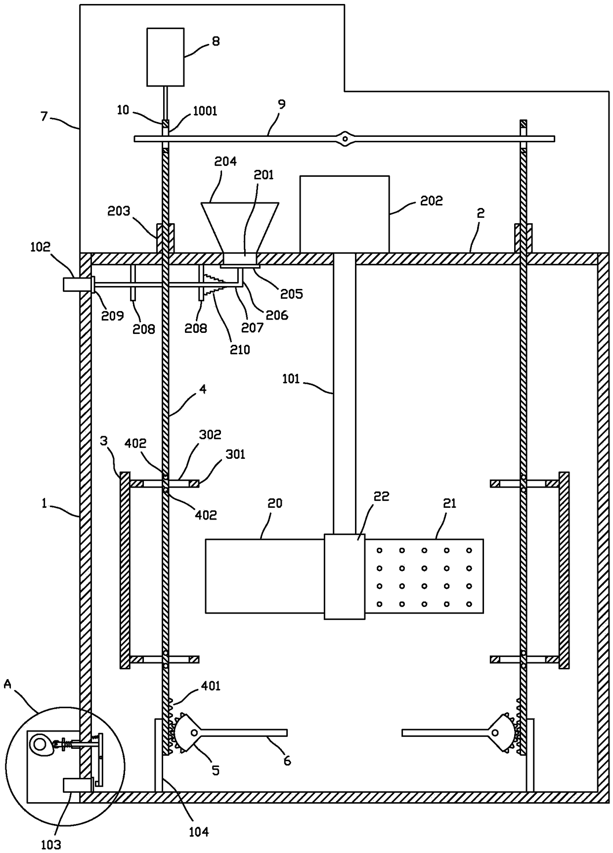 Stirring device for sewage treatment with automatic dosing function