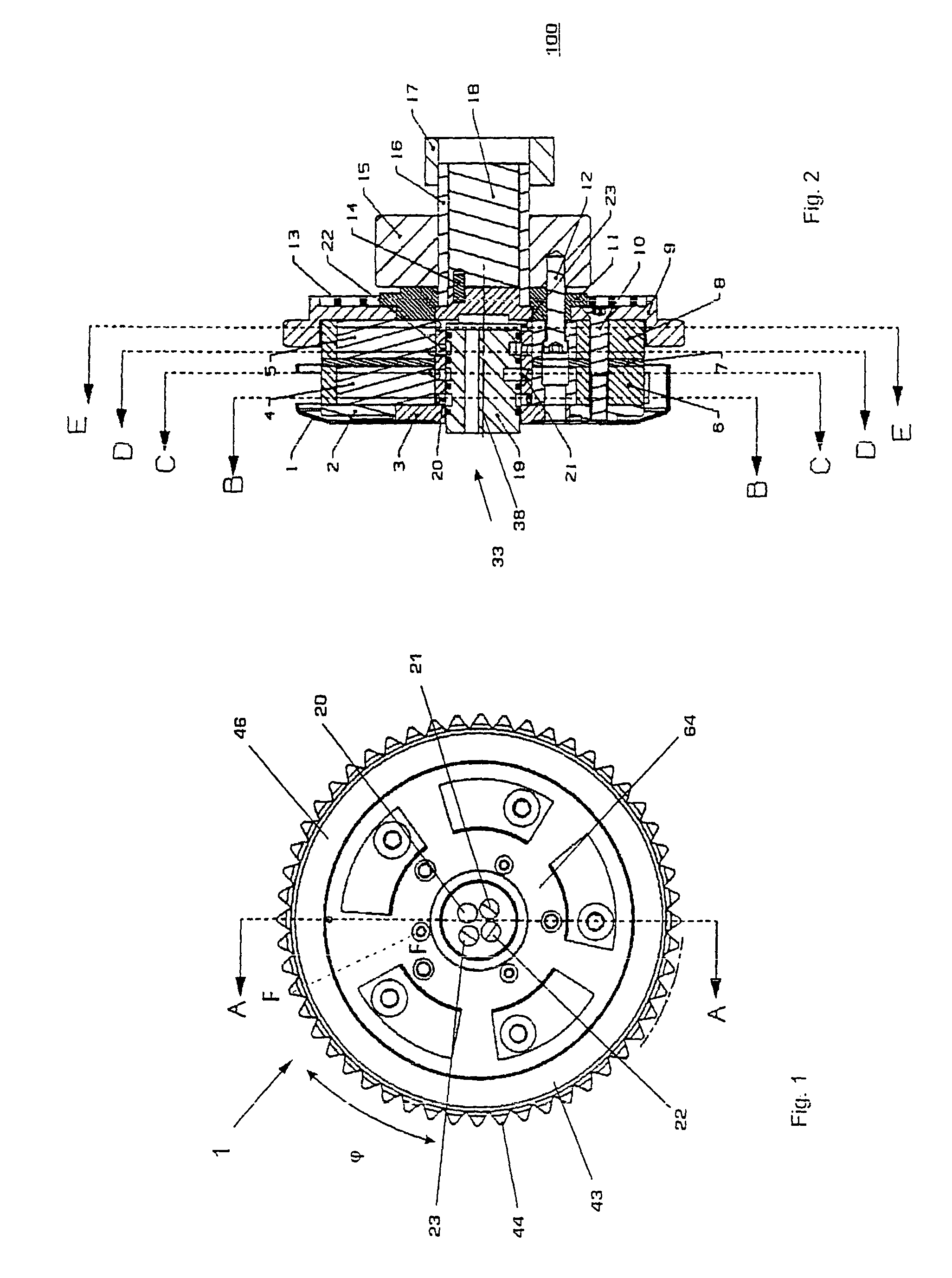 Doubled cam shaft adjuster in layered construction