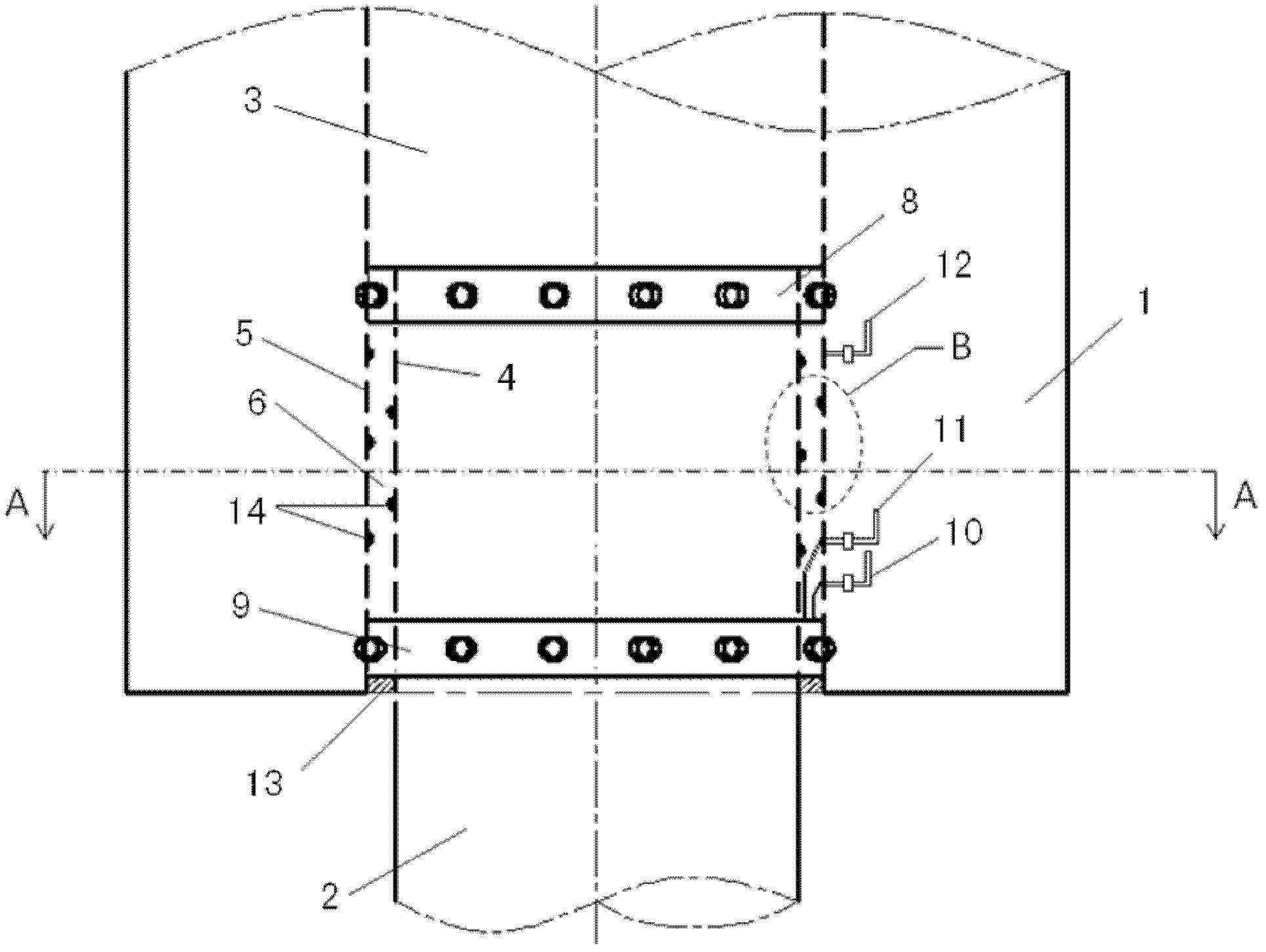 Grouting connection node for deepwater floating type platform steel structures