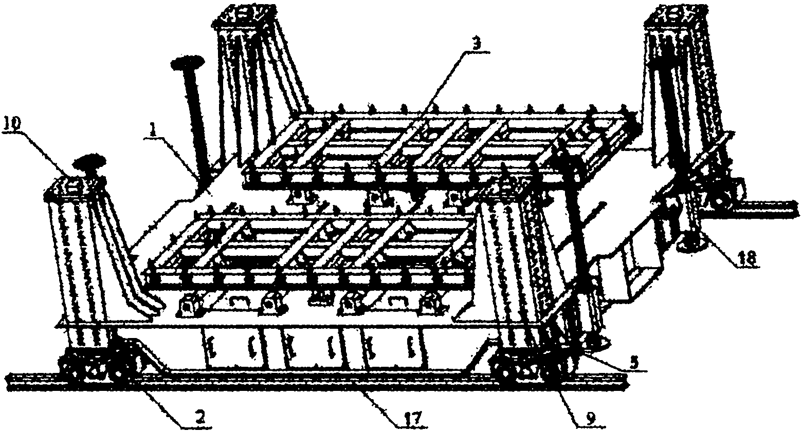 Stern hydraulic rudder installing walking trolley