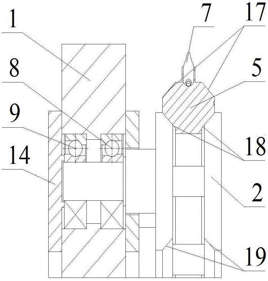 Internally-supported rotary tool head