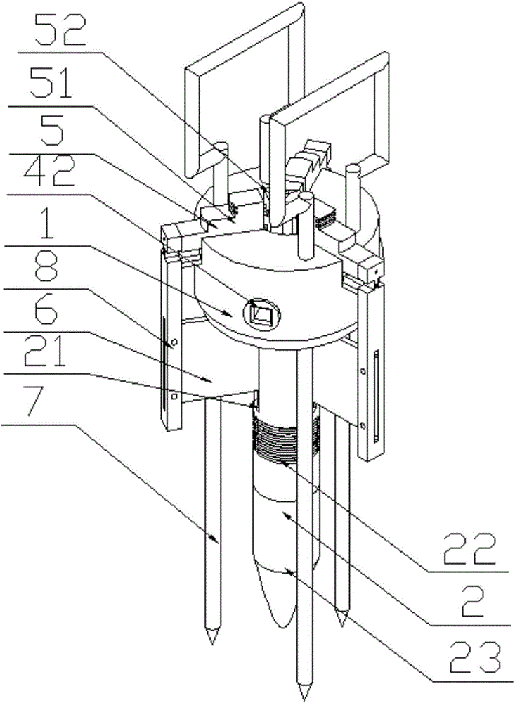 Movable plant clamping and fixing device with automatically-separable clamping jaws