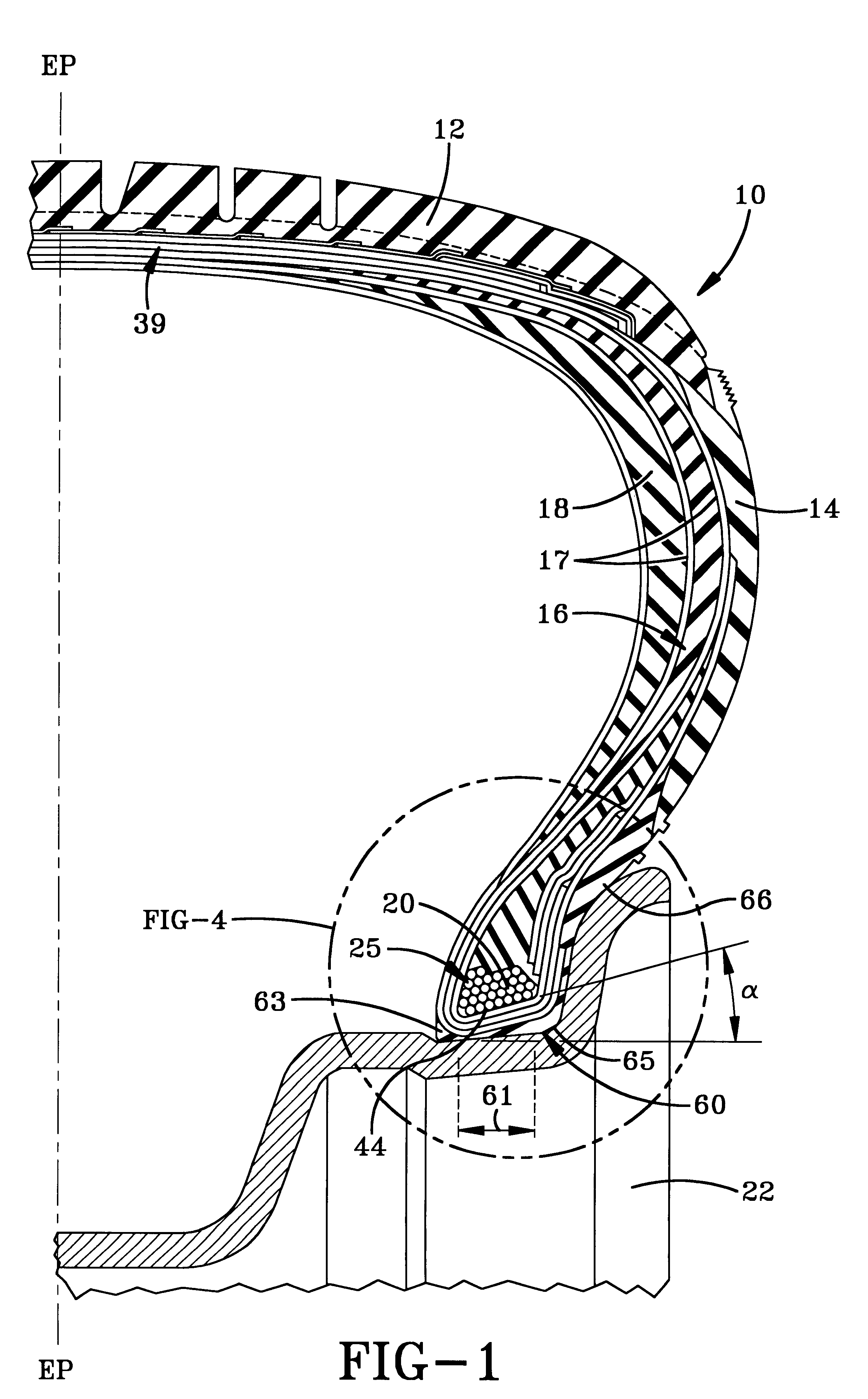 Pneumatic tire having specified bead structure