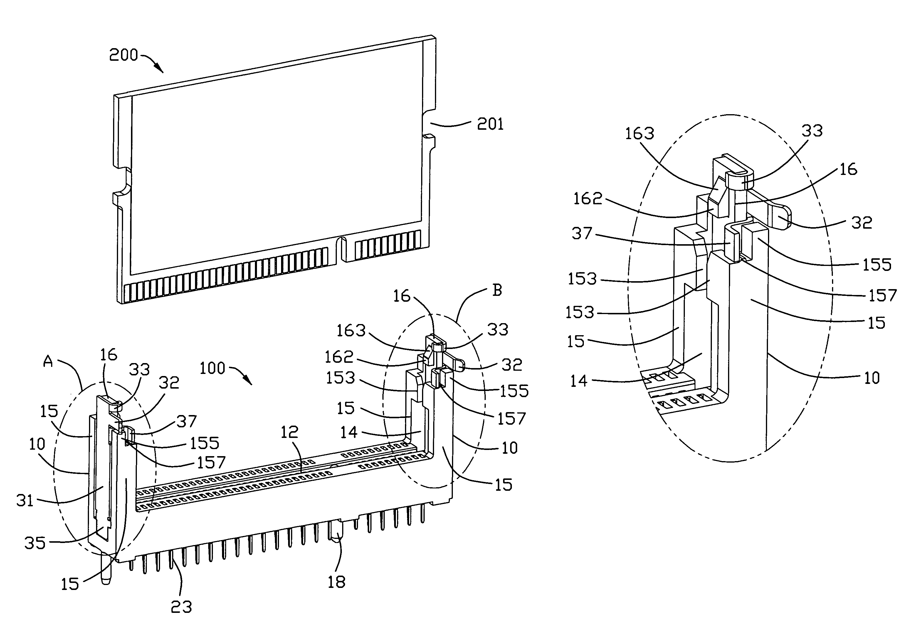 Card edge connector with a metallic reinforcement piece