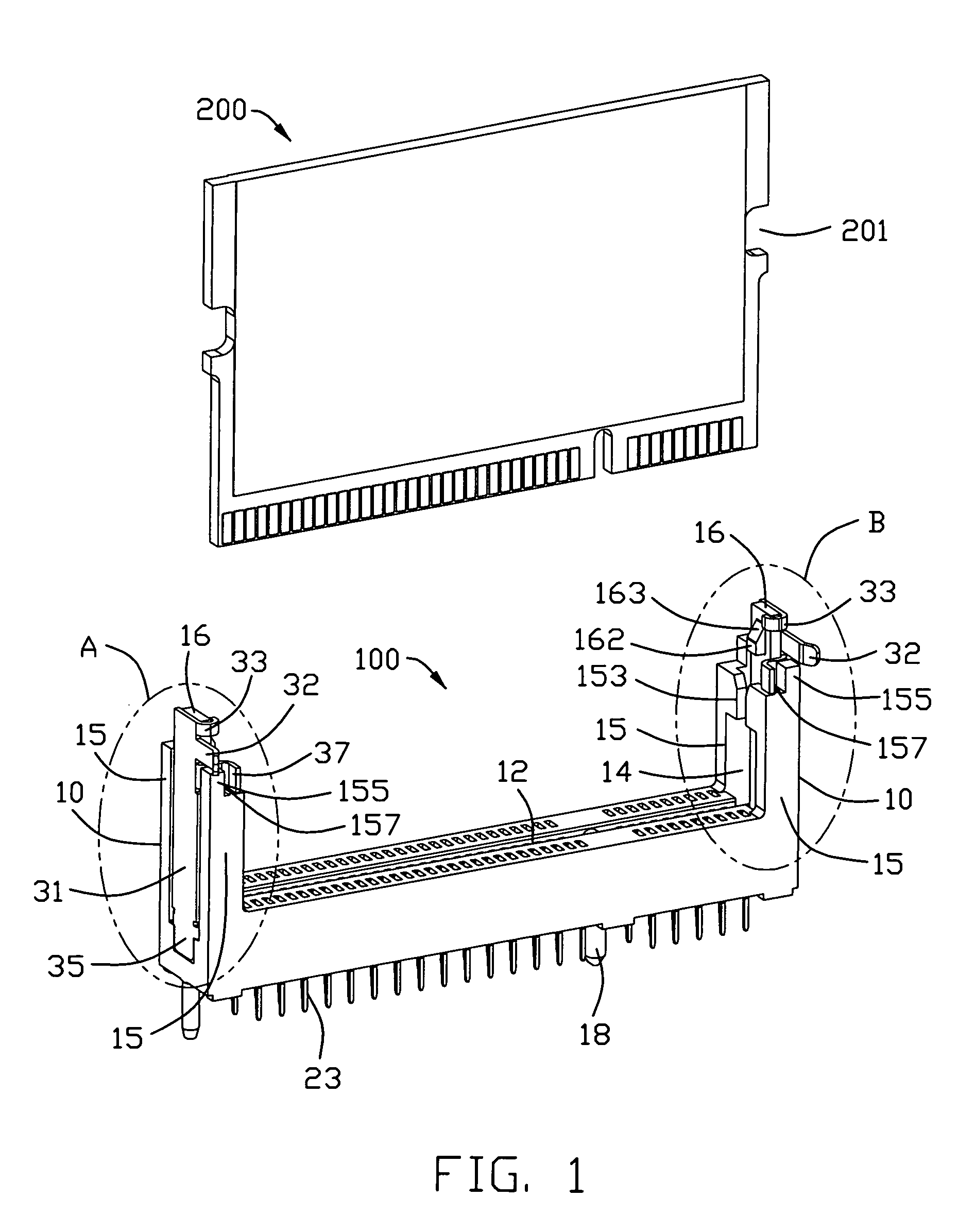 Card edge connector with a metallic reinforcement piece