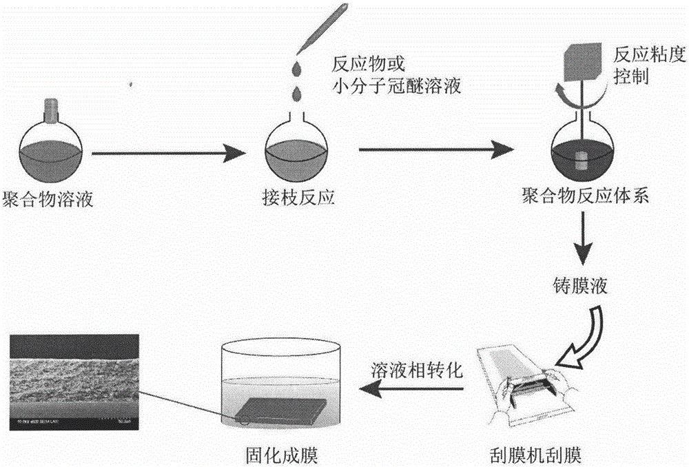 Method for preparing functional polymer micro-porous membrane with reaction-solution phase inversion control method