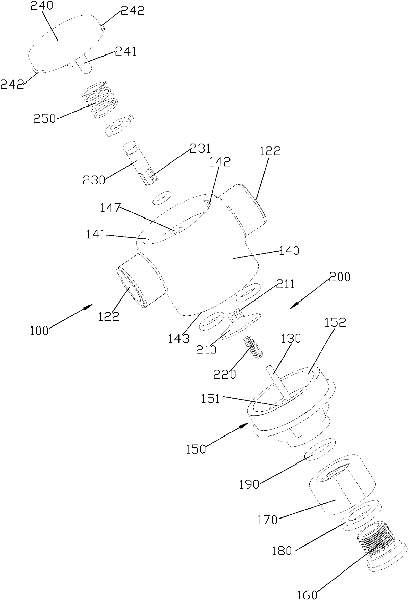 Pressing switching waterway mechanism