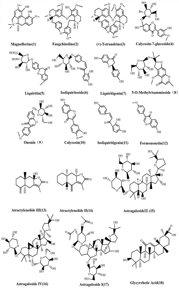 In-vivo and in-vitro multi-component analysis method of fangji huangqi decoction