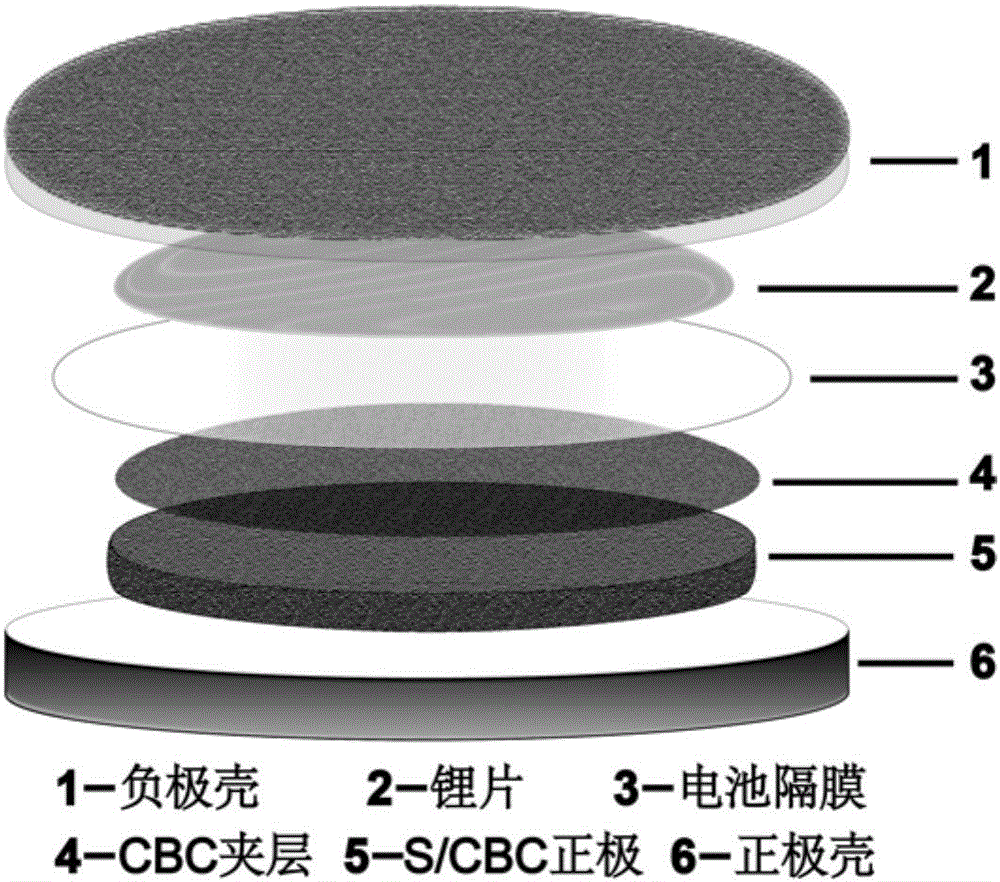 Battery positive electrode based on nitrogen-doped carbonized bacterial cellulose, lithium-sulfur battery and preparation methods therefor