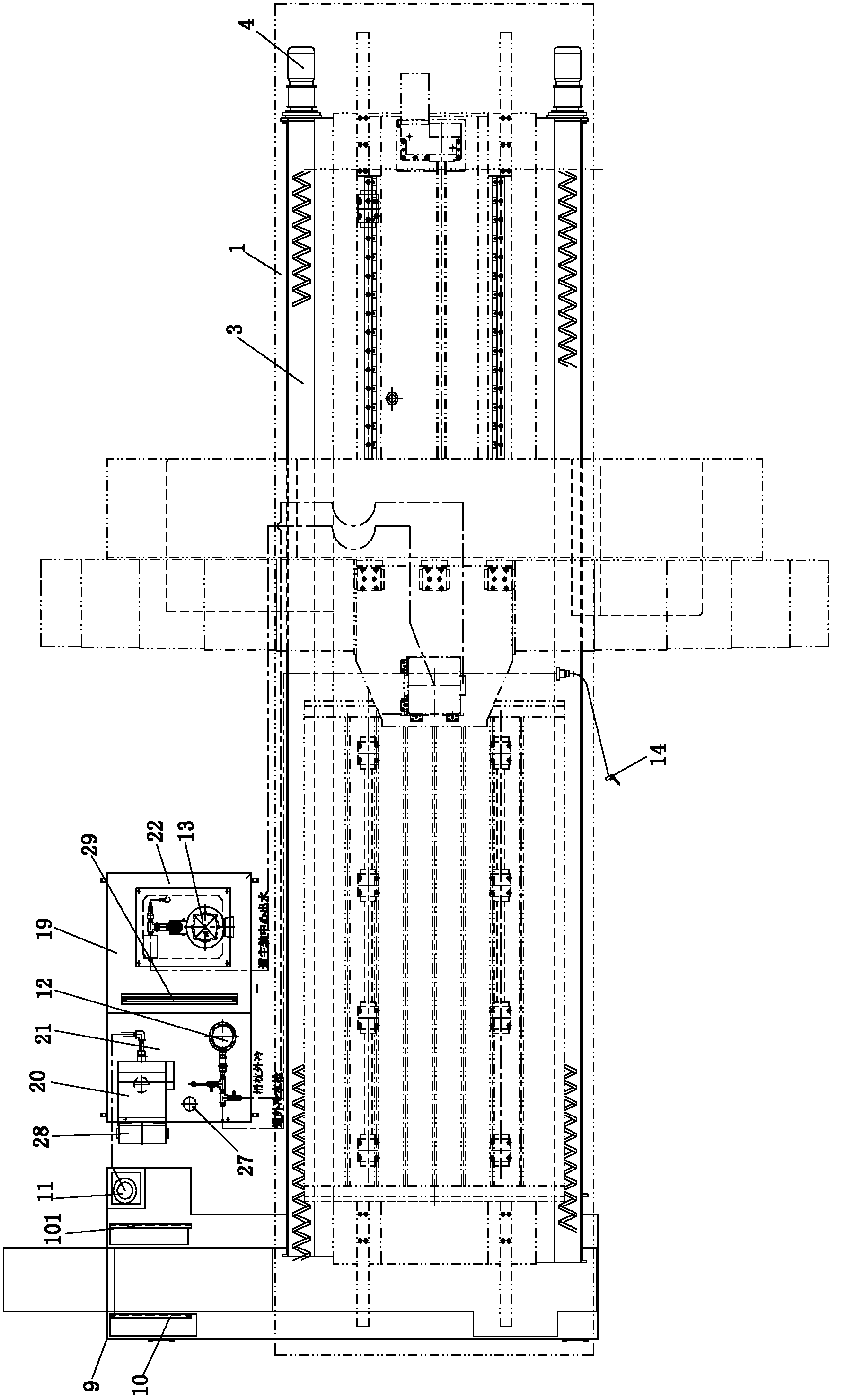 Filtering and cooling device for computerized numerical control gantry machine tool