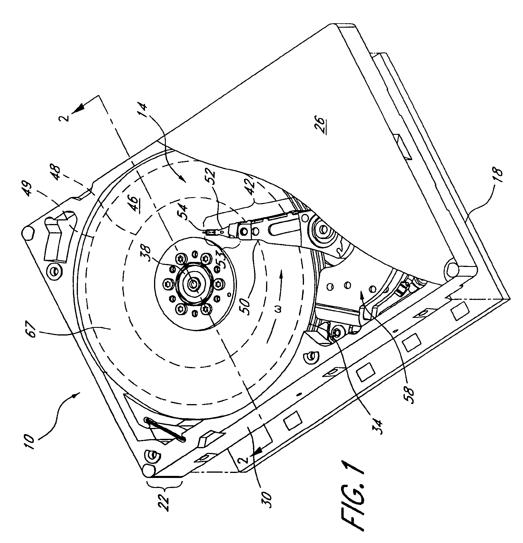 Disk drive having guide-vanes