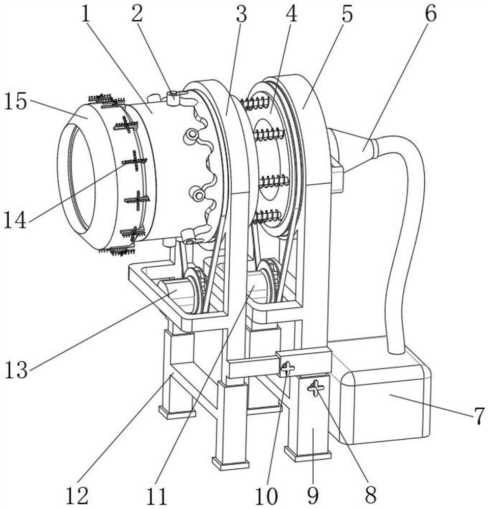 A device for cleaning the inner wall of the outlet of a concrete mixing tank and its application method