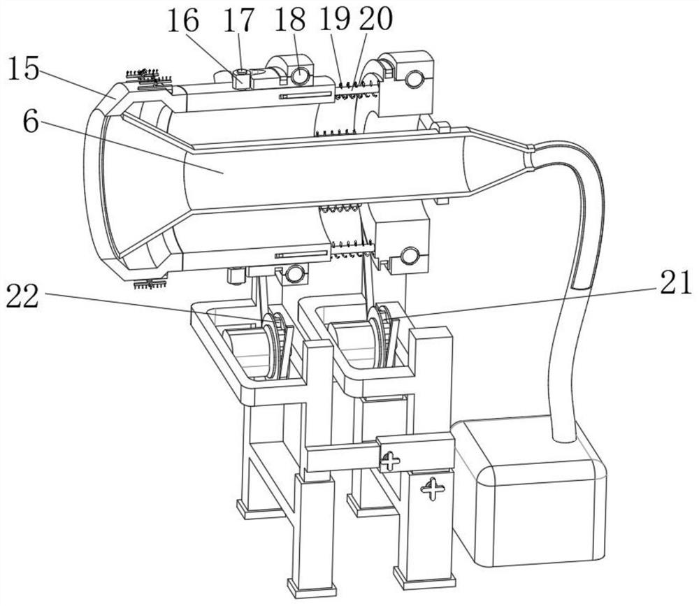 A device for cleaning the inner wall of the outlet of a concrete mixing tank and its application method