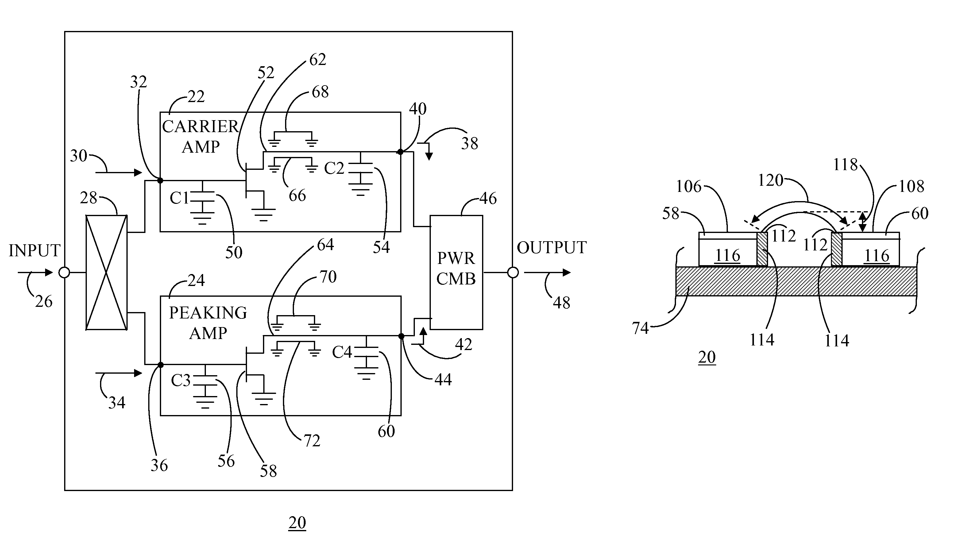 Semiconductor package with reduced inductive coupling between adjacent bondwire arrays