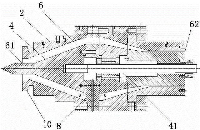 A foam pipe extrusion die with good layering effect