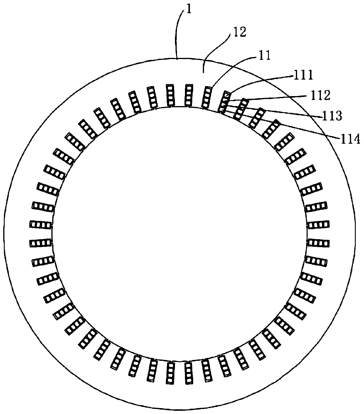 Pin winding type motor stator and motor