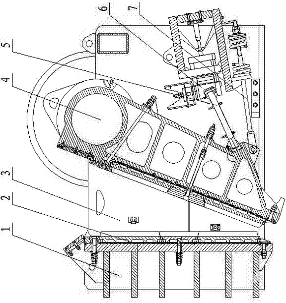 Novel jaw crusher for crushing calcium carbide at high temperature of 400 DEG C