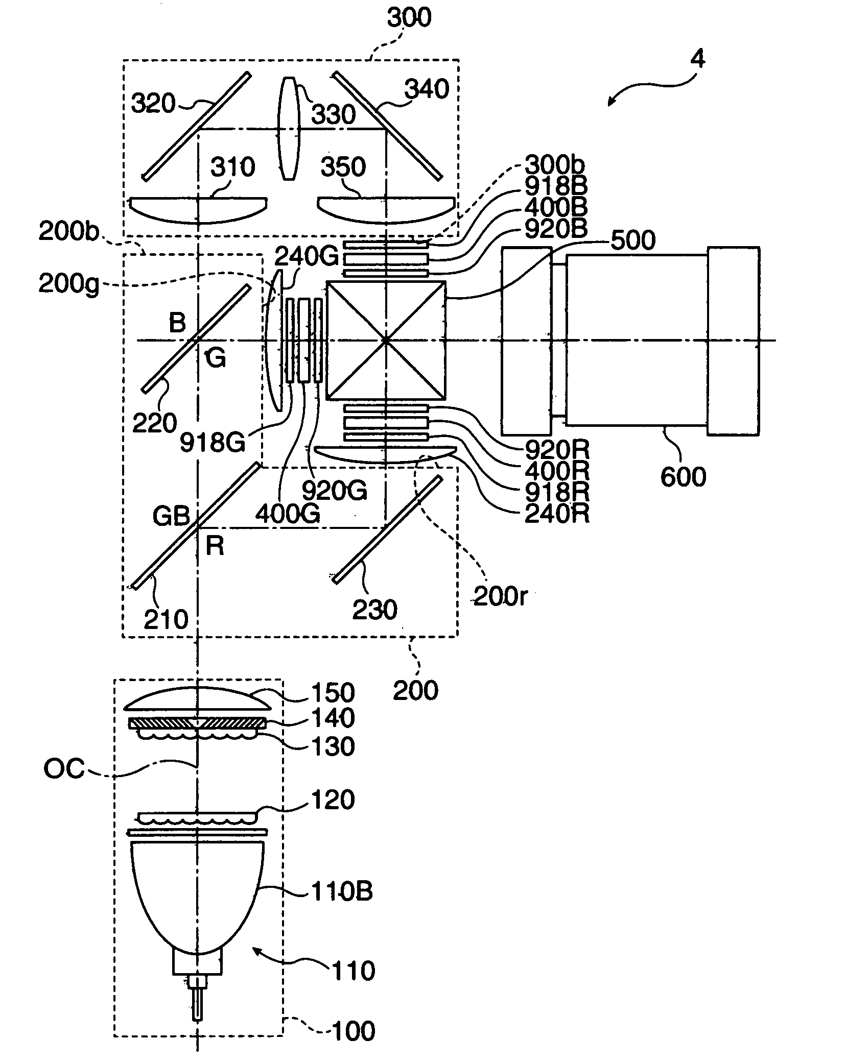 Optical device and projector equipping the same