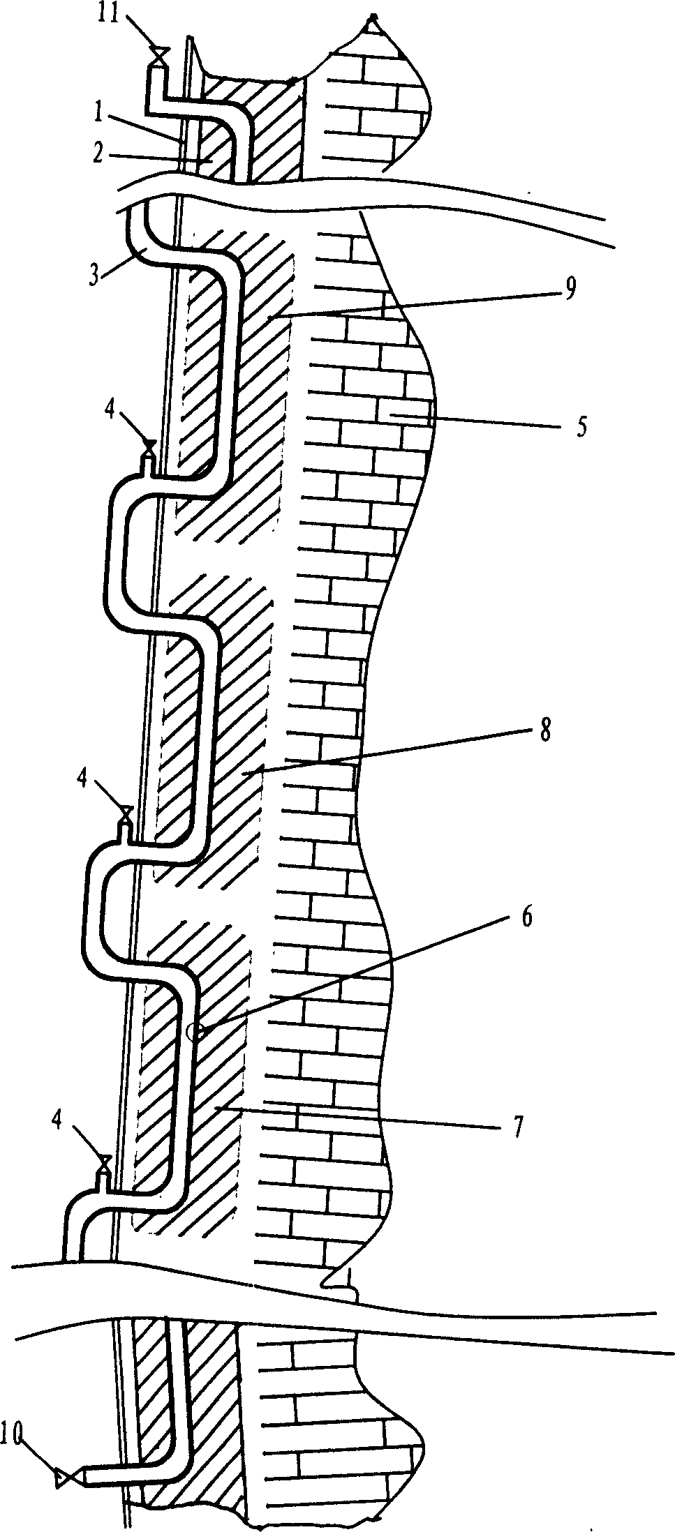 Leakage-checking spacing method of blast furnace