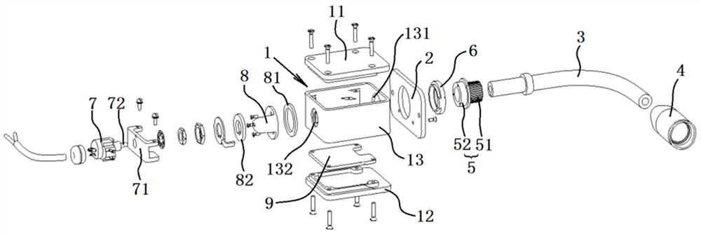 Reading lamp structure integrating knob and hose