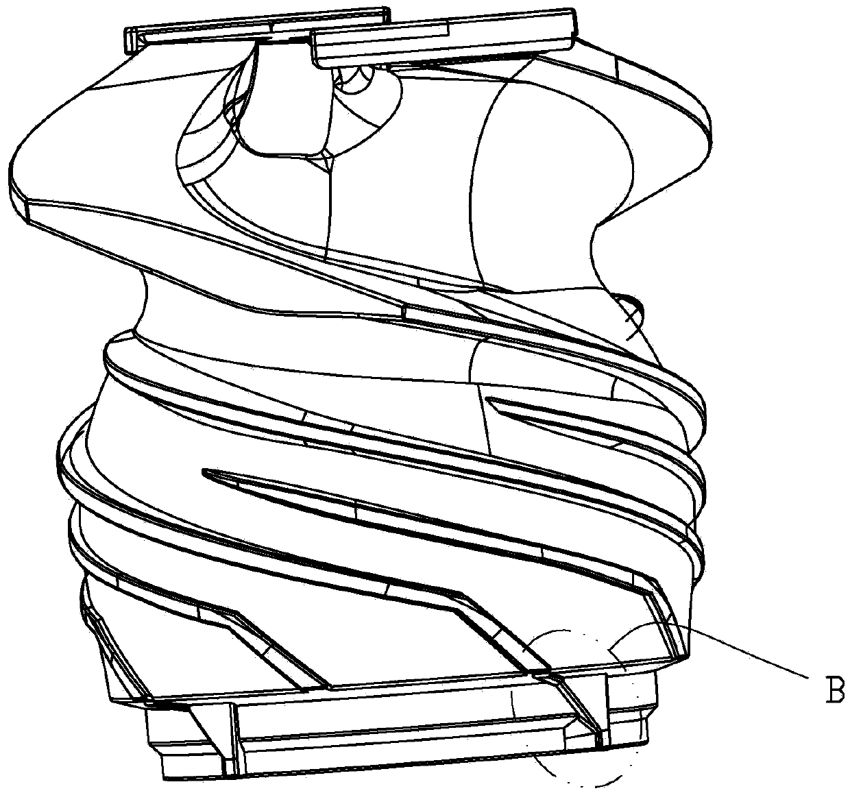 Juicer screw structure with material scrapers