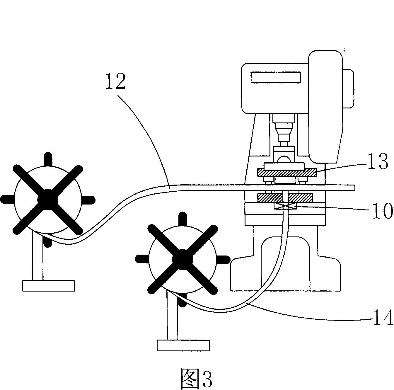 Thread feeding automatic riveting stamping technology