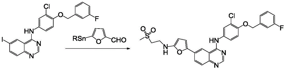 Preparation method of N-[3-chloro-4-[(3-fluorophenyl)methoxyl]phenyl]-6-[(5-formyl)furan-2-yl]-4-quinazolineamine