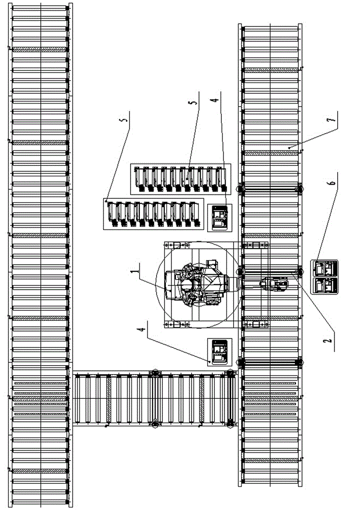 Electric energy meter robot feeding and discharging system and working process thereof