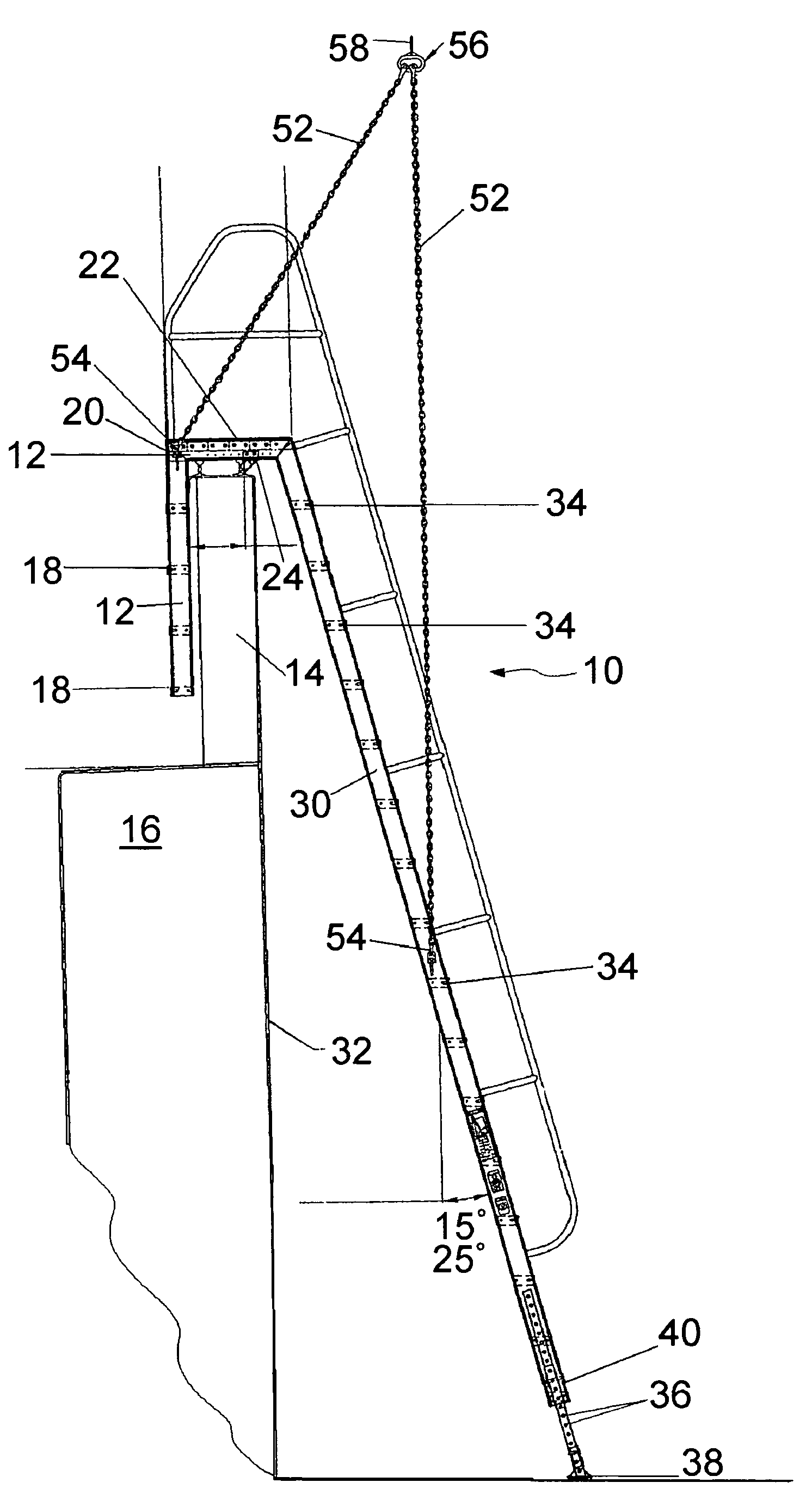 Portable barge access ladder