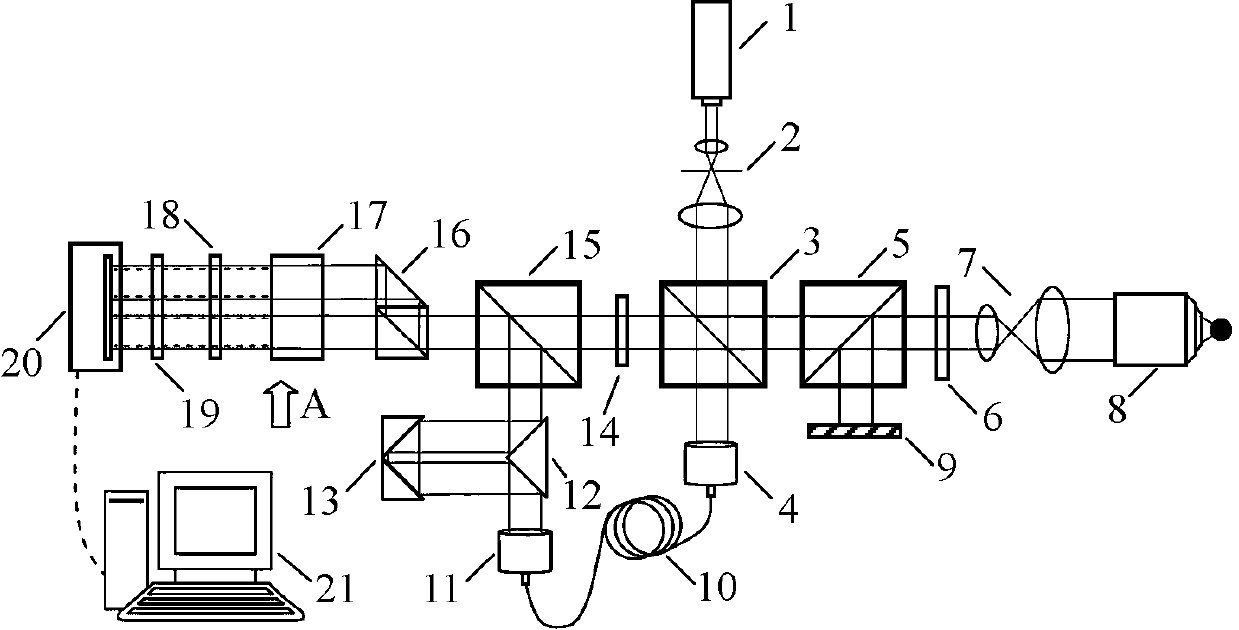 Octave type short coherence transient phase-shifting interferometer and measurement method used for detecting spherical topographic characteristics