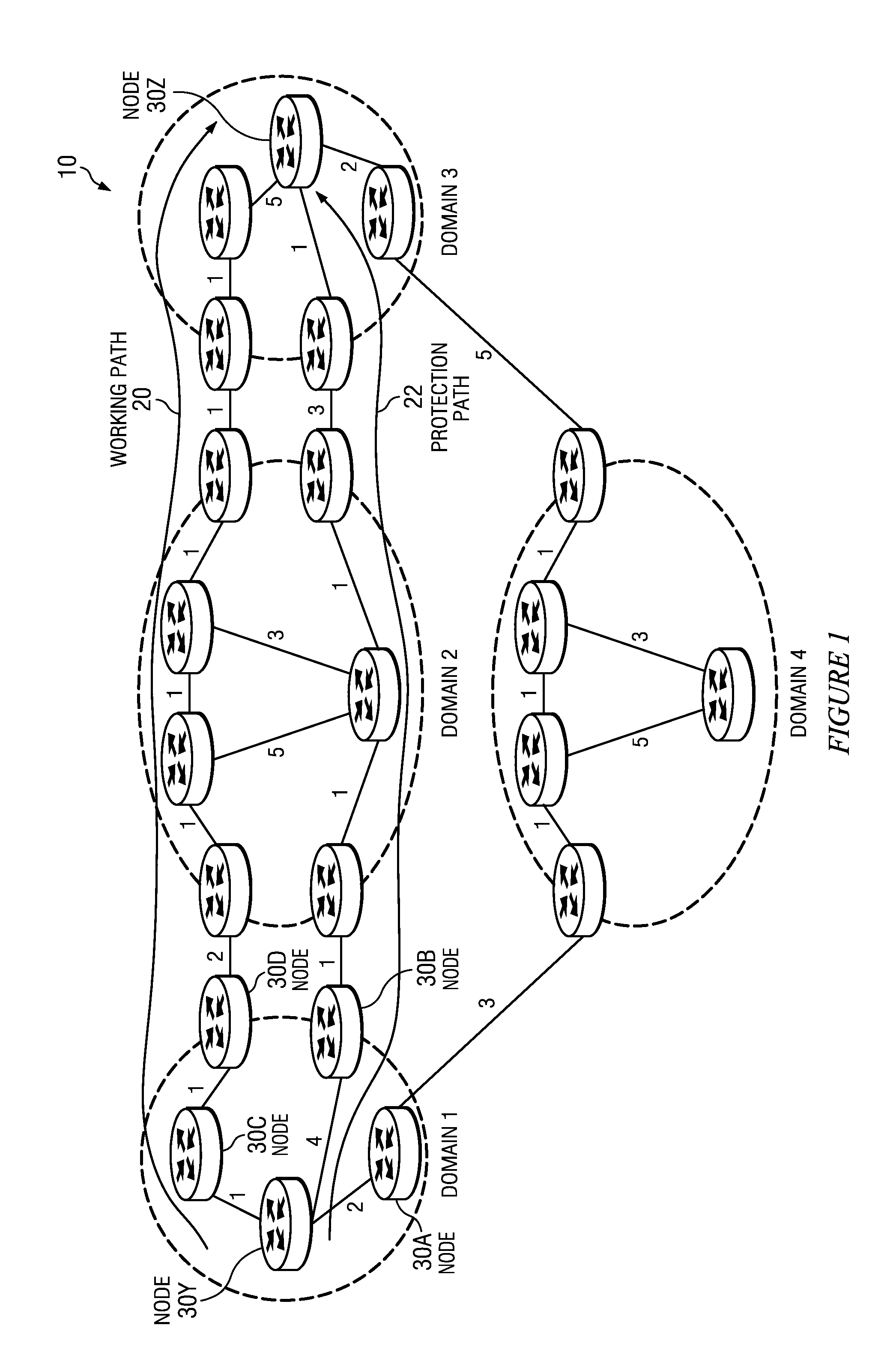 Systems and methods for determining protection paths in a multi-domain network