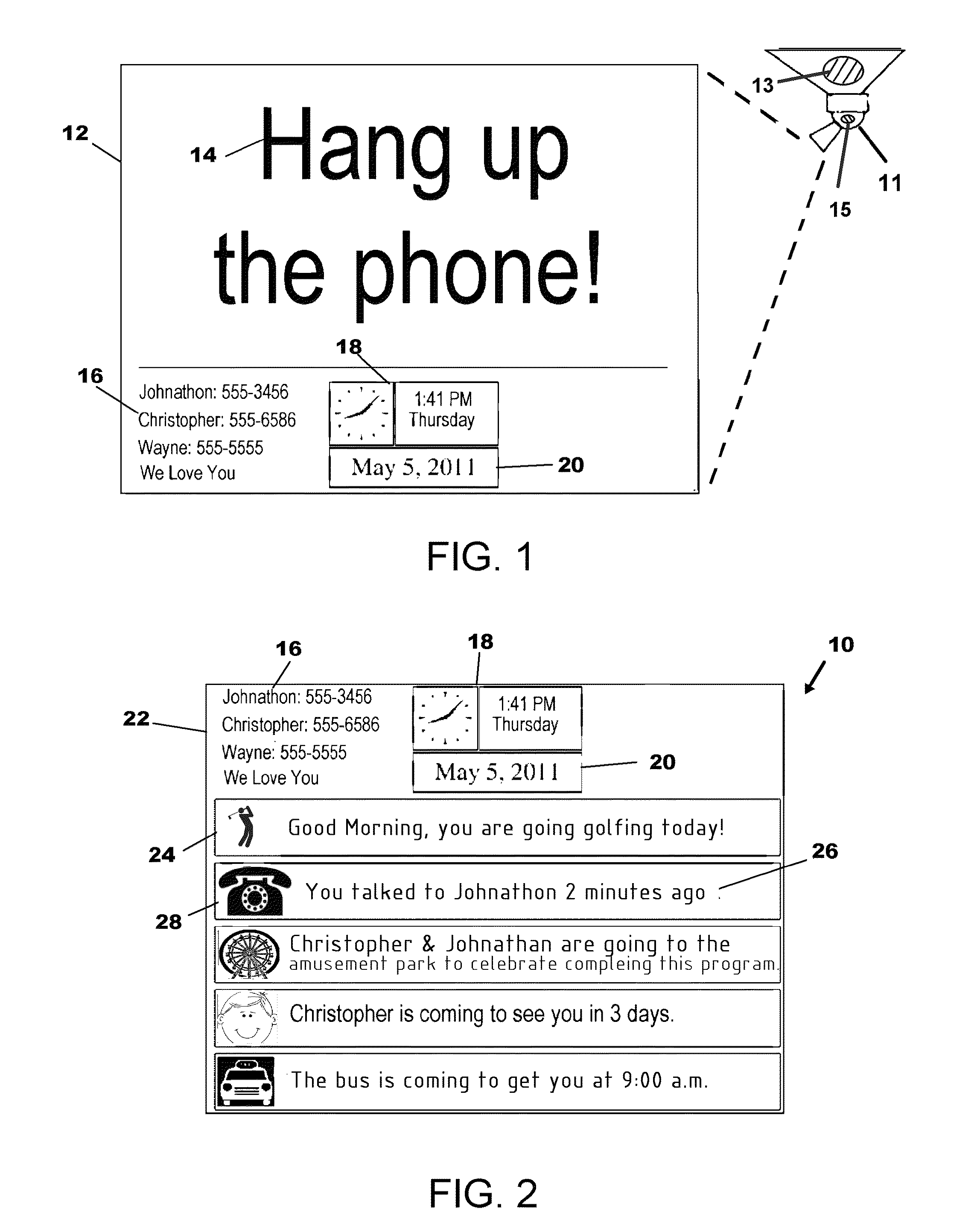 System using projector to display reminder messages generated remotely