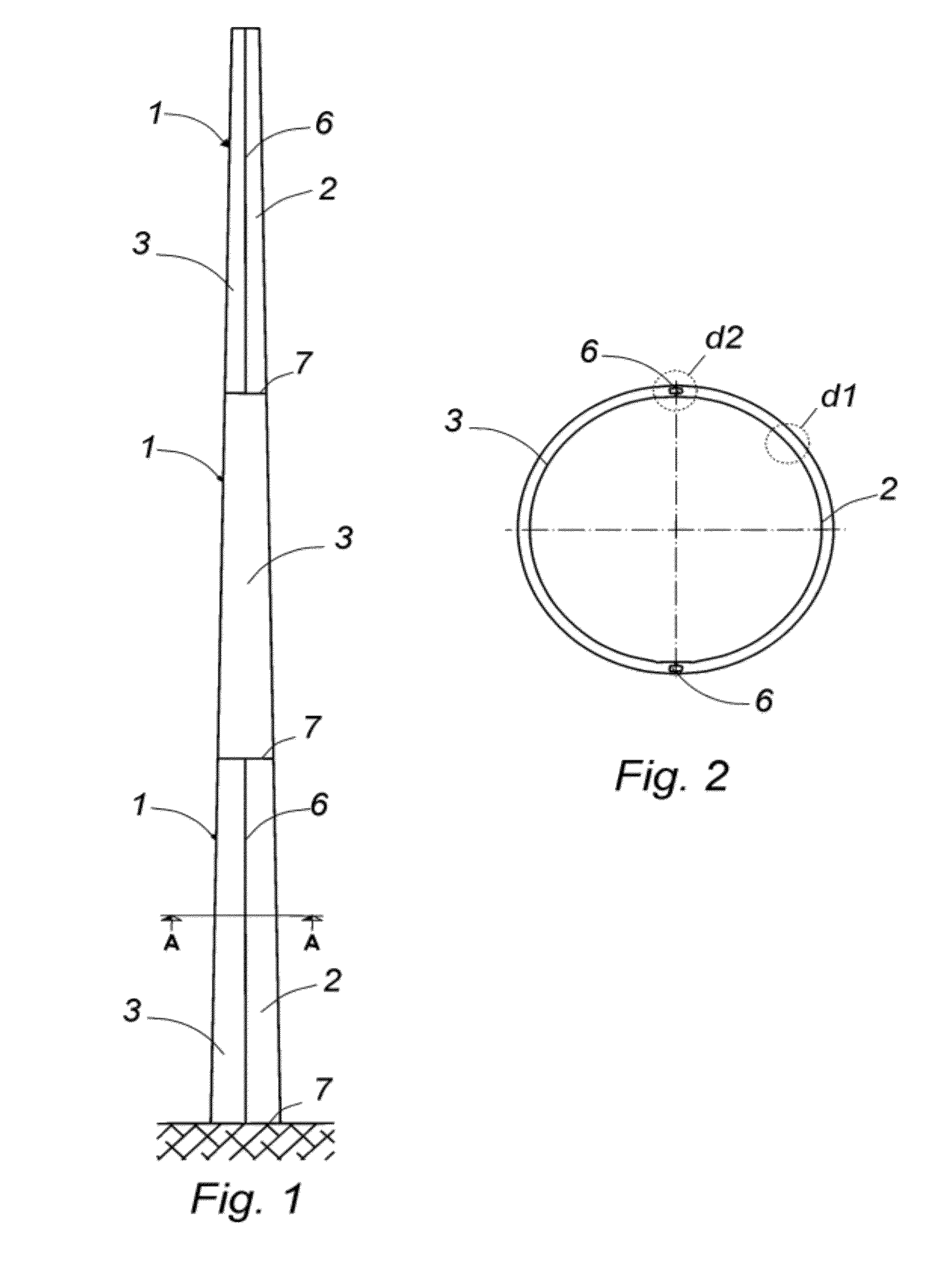 Support structure for a wind turbine and procedure to erect the support structure