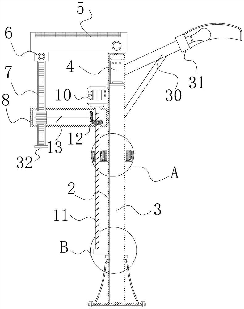 Intelligent street lamp post with solar cell panel capable of steering automatically