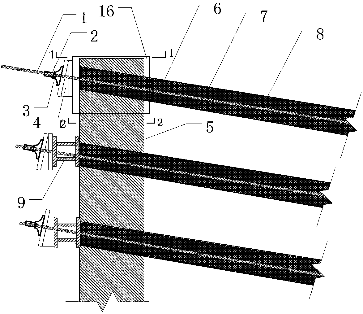 Composite material pile-anchor supporting method