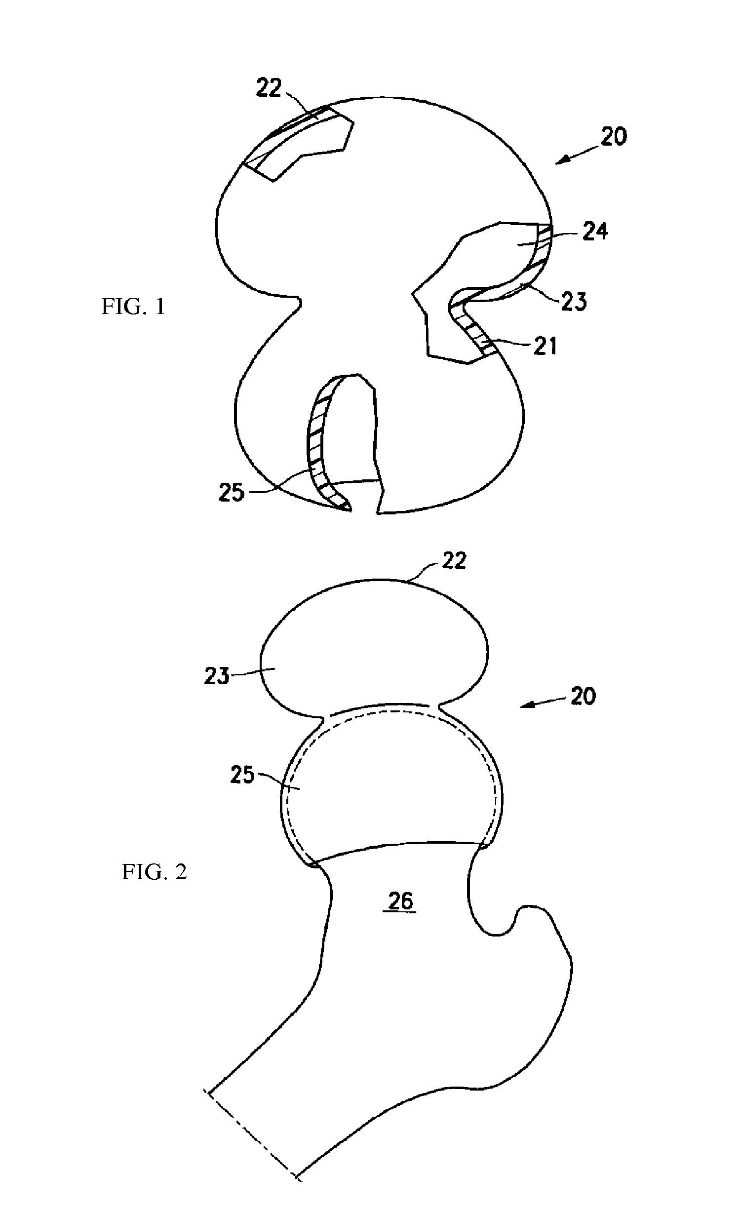 Resilient interpositional hip arthroplasty device