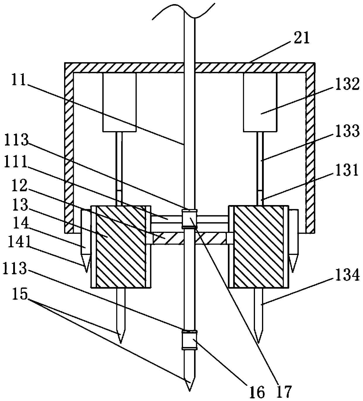 Drilling device for square hole