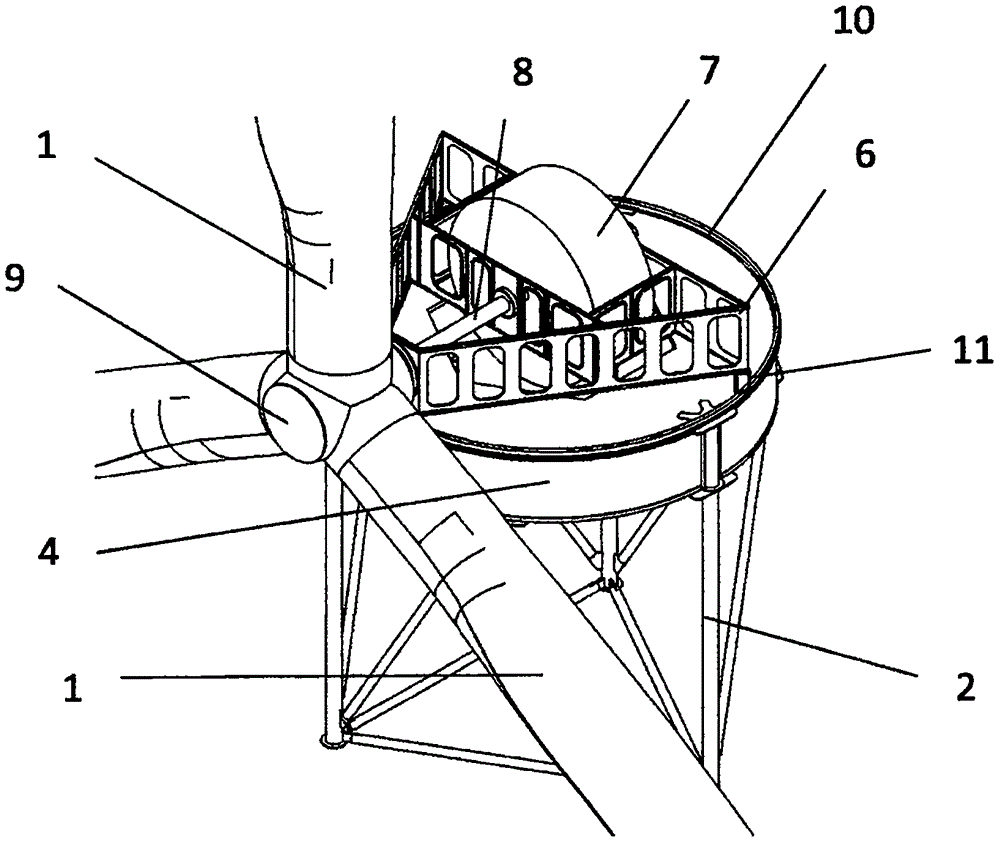 Device for changing the angle of inclination in wind turbines