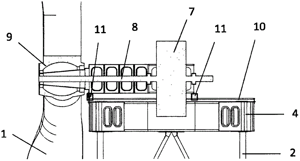 Device for changing the angle of inclination in wind turbines