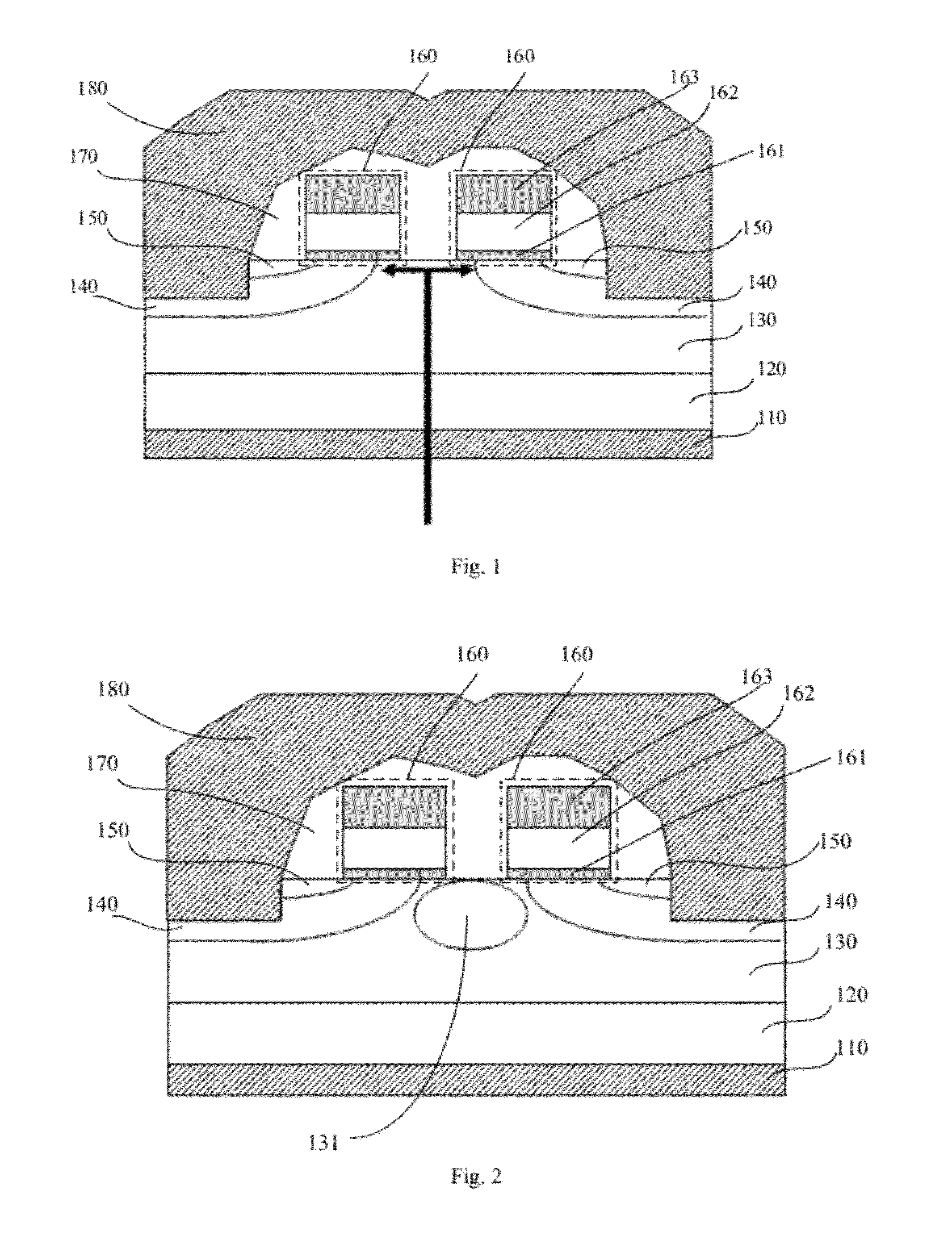 Structures for power transistor and methods of manufacture