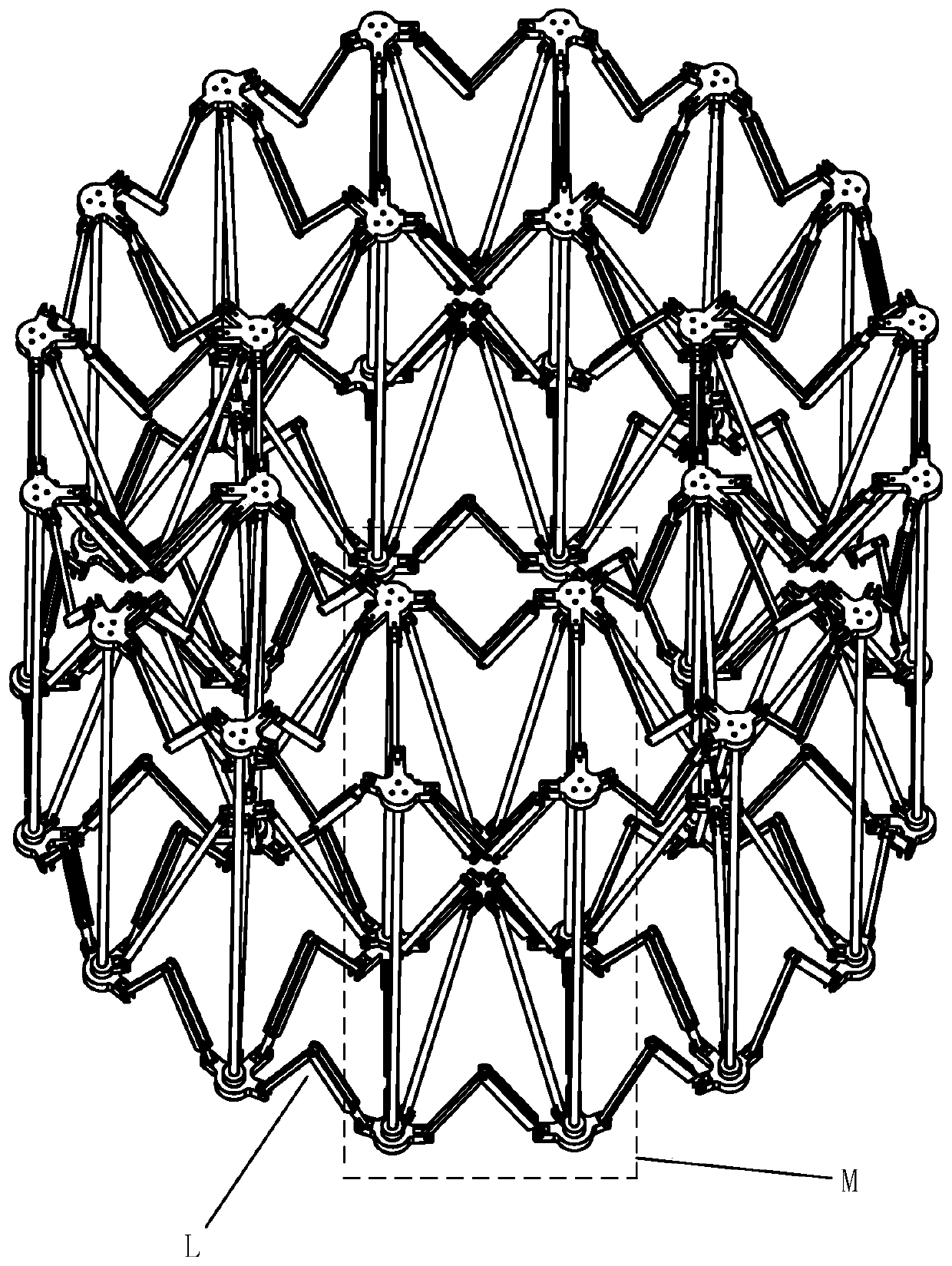 High-folding-unfolding-ratio double-layer annular unfoldable antenna mechanism based on straight quadrangular units