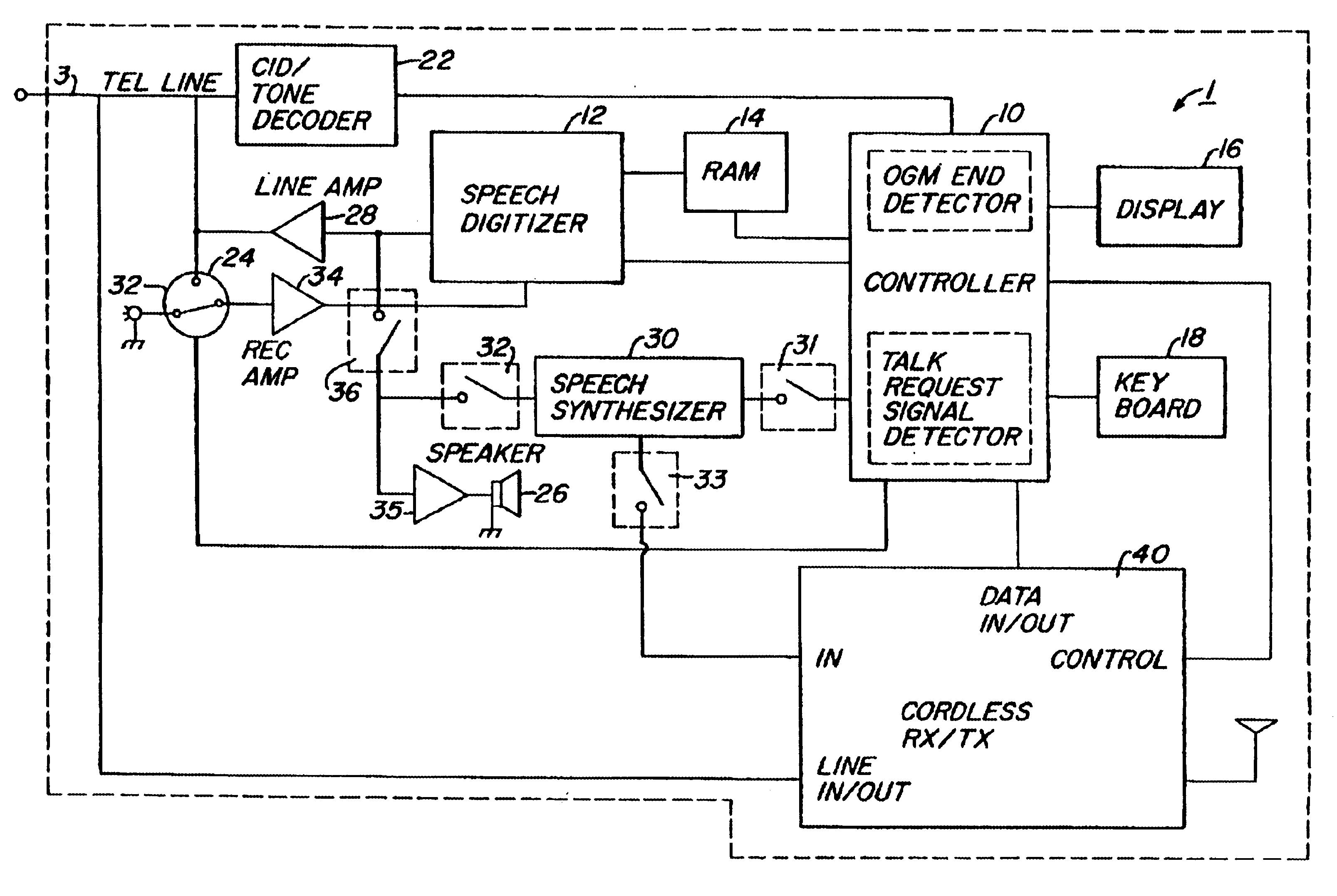 Method and apparatus for an improved call interrupt feature in a cordless telephone answering device