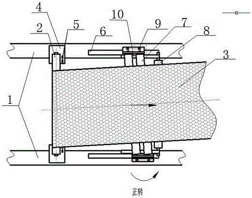 Glass transmission line mesh belt motor deviation rectification device