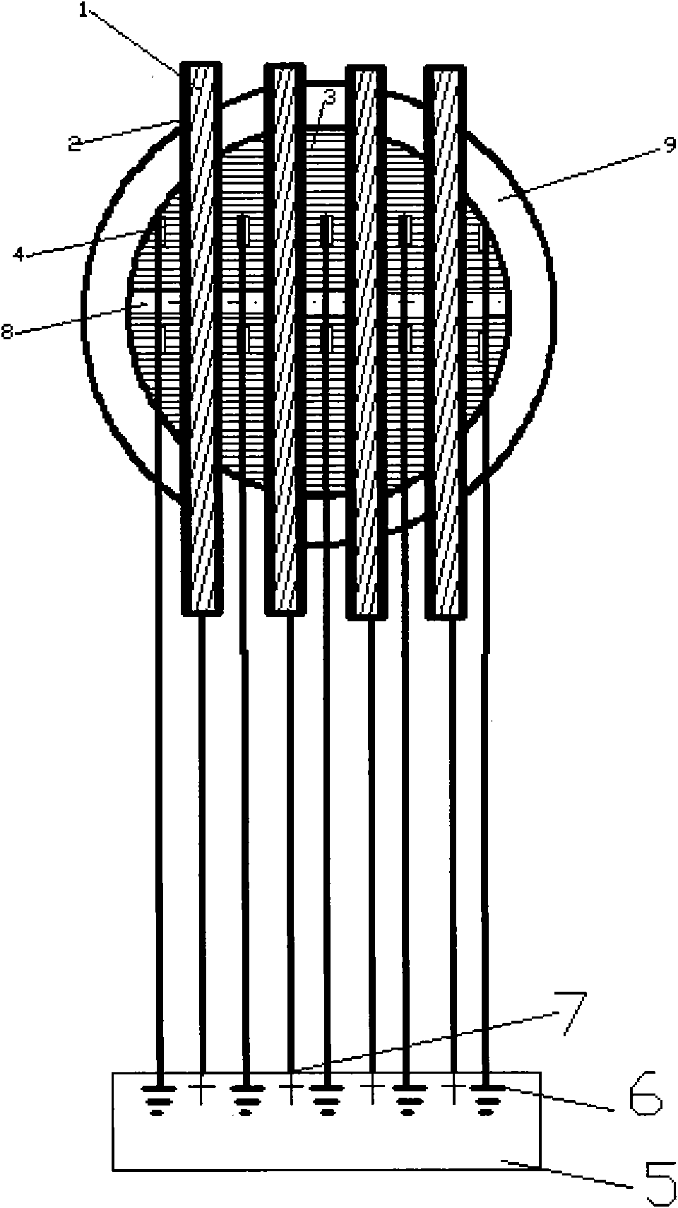 Capacitance type sensor with liquid electrode for measuring liquid holdup of multiphase flow