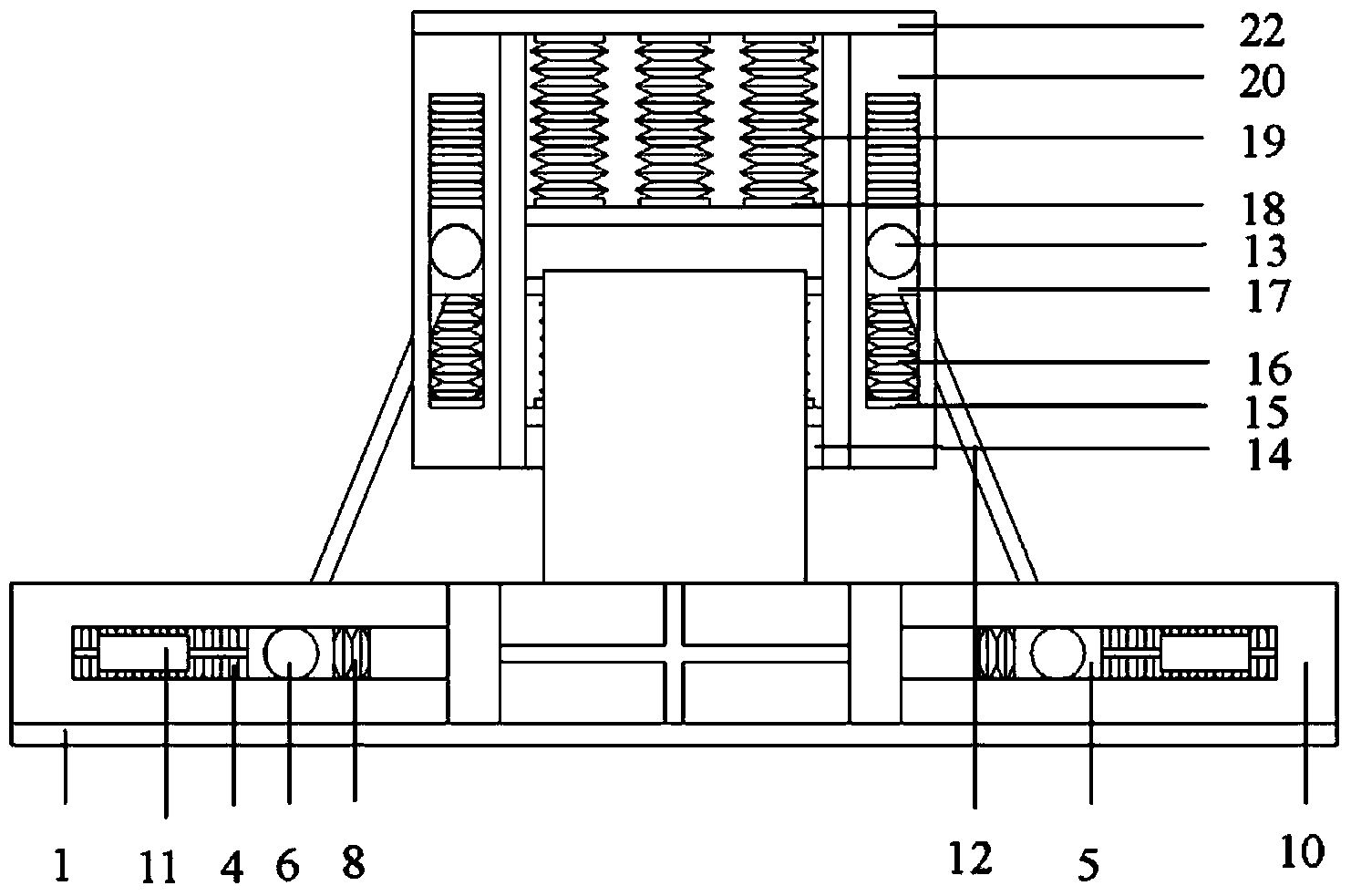 Three-way seismic isolation pedestal with two-way guide rail disc springs