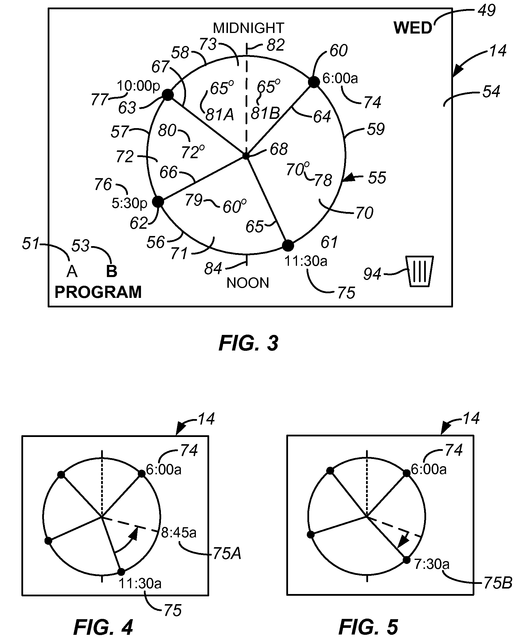 Programmable thermostat time/temperature display and method